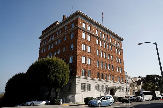 the entrance to the building of the consulate general of russia is shown in san francisco california us august 31 2017 photo reuters stephen lam