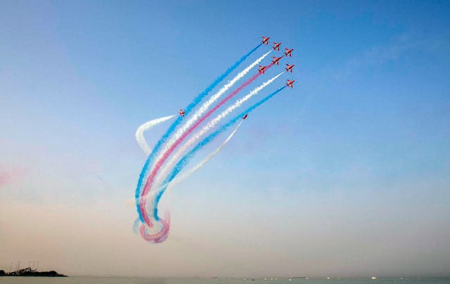 reds 8 and 9 twist around the rest of the formation in tornado during the display in kuwait photo twitter com rafredarrows reds 8 and 9 twist around the rest of the formation in tornado during the display in kuwait photo twitter com rafredarrows