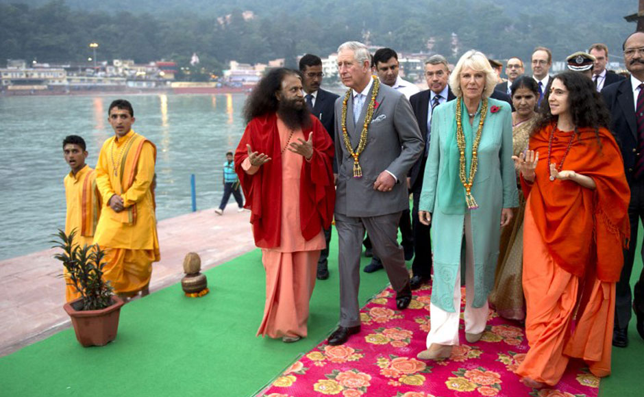 prince charles and his wife camilla during their visit to india camilla wears a front open kameez photo afp