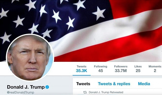 the masthead of u s president donald trump 039 s realdonaldtrump twitter account is seen on july 11 2017 photo reuters the masthead of u s president donald trump 039 s realdonaldtrump twitter account is seen on july 11 2017 photo reuters