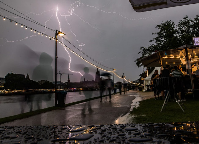 lightning strikes in frankfurt am main western germany during a summer rain storm photo afp lightning strikes in frankfurt am main western germany during a summer rain storm photo afp