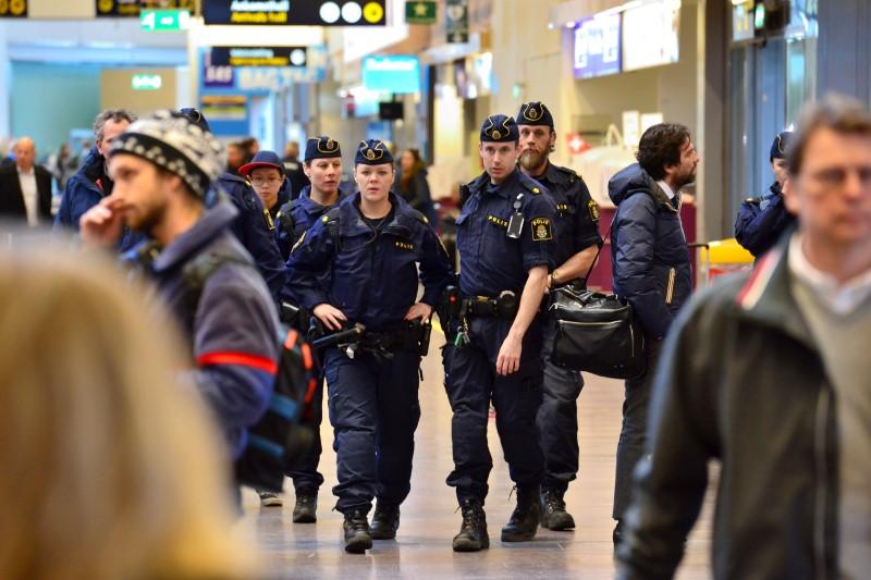 swedish policemen patrol the arlanda airport outside stockholm sweden photo reuters