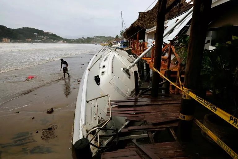 damage at san juan del sur beach in nicaragua following the passage of tropical storm nate which has strengthened into a hurricane photo afp damage at san juan del sur beach in nicaragua following the passage of tropical storm nate which has strengthened into a hurricane photo afp