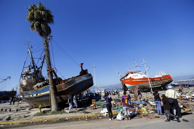 ships are seen on the street after an earthquake hit areas of central chile in coquimbo city north of santiago chile september 17 2015 photo reuters ivan alvarado