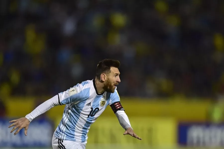 argentina 039 s lionel messi celebrates after scoring his third goal against ecuador during their 2018 world cup qualifier football match in quito on october 10 2017 photo afp argentina 039 s lionel messi celebrates after scoring his third goal against ecuador during their 2018 world cup qualifier football match in quito on october 10 2017 photo afp