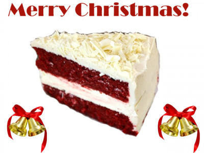 christmas dessert red velvet cake is served christmas dessert red velvet cake is served