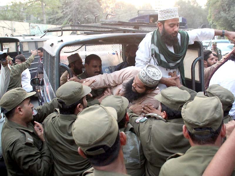 protesters being arrested by police photo abid nawaz express