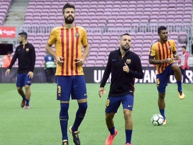 pique has come under fire for his outspoken nature but found support in atletico s brazilian left back felipe luis photo afp