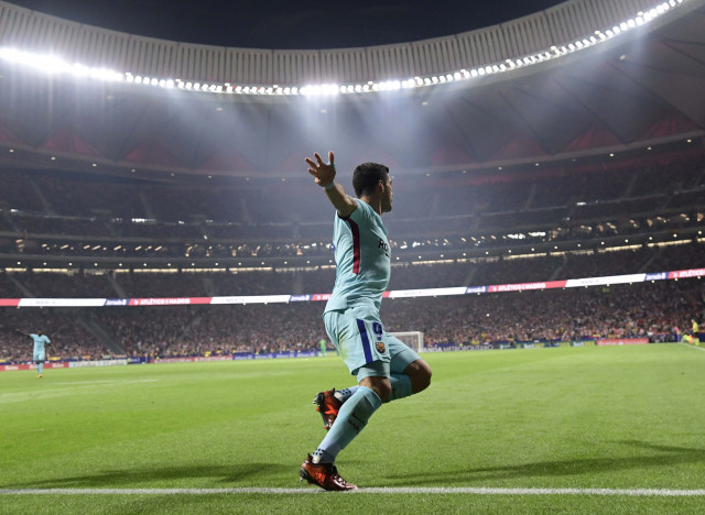 suarez has looked off the pace so far for barcelona this season but repaid his manager s faith with a well taken header against atletico photo afp suarez has looked off the pace so far for barcelona this season but repaid his manager s faith with a well taken header against atletico photo afp
