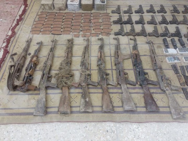 a large quantity of arms including rockets machine guns rifles and pistols and ammunition were seized photo ispr