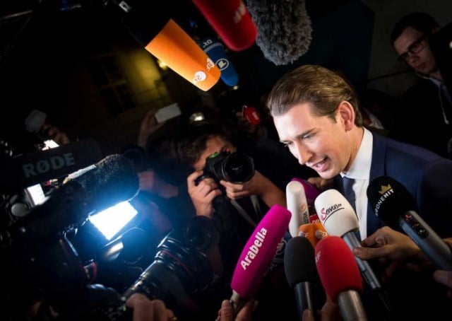 kurz was still well short of a majority and only two other parties won enough seats to give him control of parliament photo afp