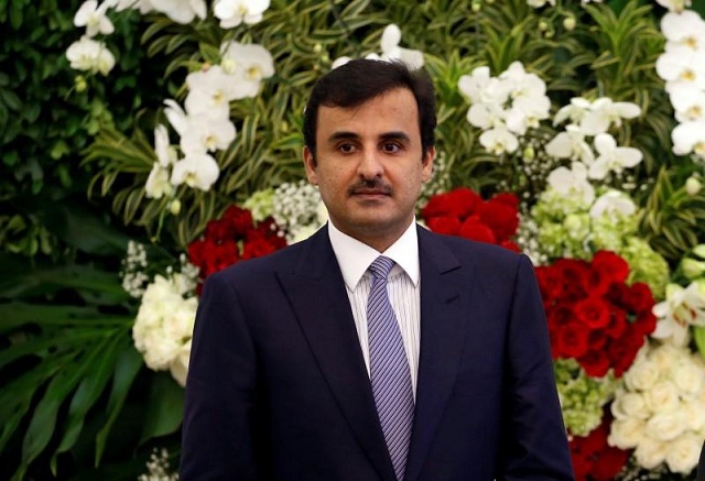 qatar 039 s emir sheikh tamim bin hamad al thani is seen during a joint news conference with indonesian president joko widodo at the presidential palace in bogor west java province indonesia source reuters