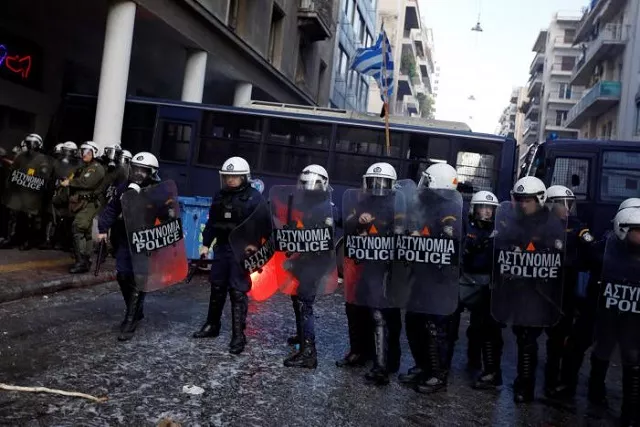 riot police stand guard during clashes with greek farmers from the island of crete outside the agriculture ministry in athens greece march 8 2017 photo reuters alkis konstantinidis riot police stand guard during clashes with greek farmers from the island of crete outside the agriculture ministry in athens greece march 8 2017 photo reuters alkis konstantinidis