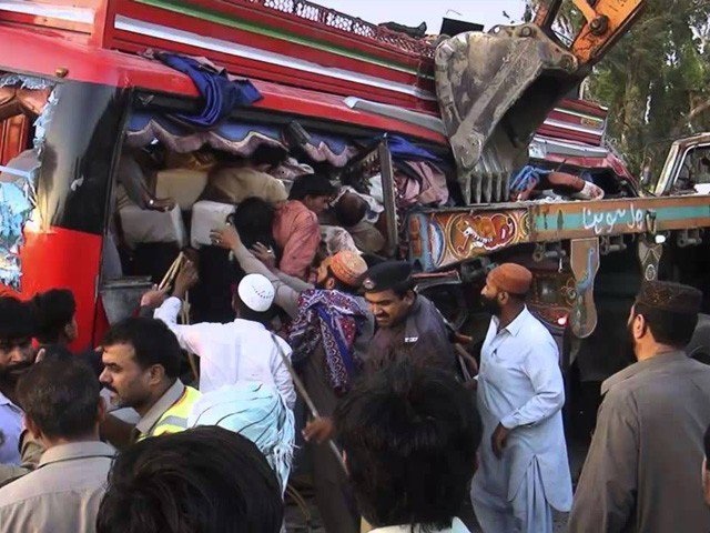 a file photo shows rescue efforts in the aftermath of a traffic accident near sehwan photo express