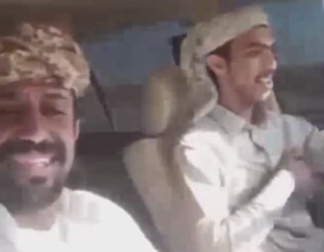 the two men were distracted by the cellphone as they were travelling on the main highway between al rayn and al bishah in the kingdom photo courtesy mailonline