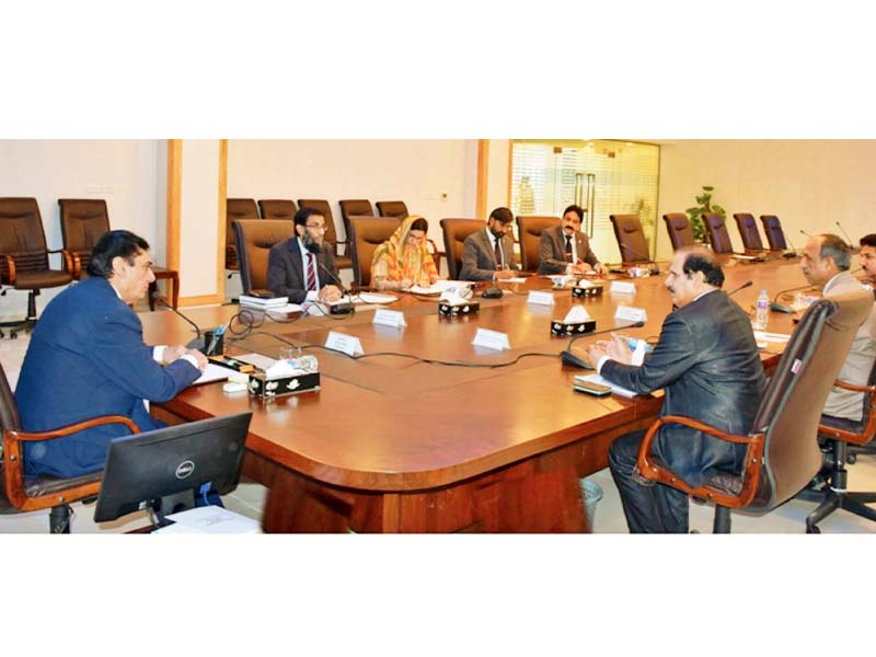 nab chairman justice retd javed iqbal chairs a meeting of the bureau photo express