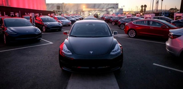 file photo tesla model 3 cars are seen as tesla holds an event at the factory handing over its first 30 model 3 vehicles to employee buyers at the company s fremont facility in california u s on july 28 2017 photo reuters