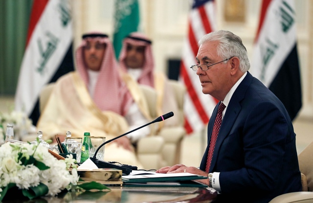 us secretary of state rex tillerson speaks during a meeting of the saudi iraqi bilateral coordination council in the capital riyadh on october 22 2017 photo afp