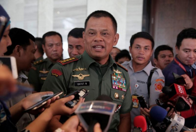 indonesian military chief gatot nurmantyo gesture as talks to reporters in jakarta indonesia photo reuters indonesian military chief gatot nurmantyo gesture as talks to reporters in jakarta indonesia photo reuters