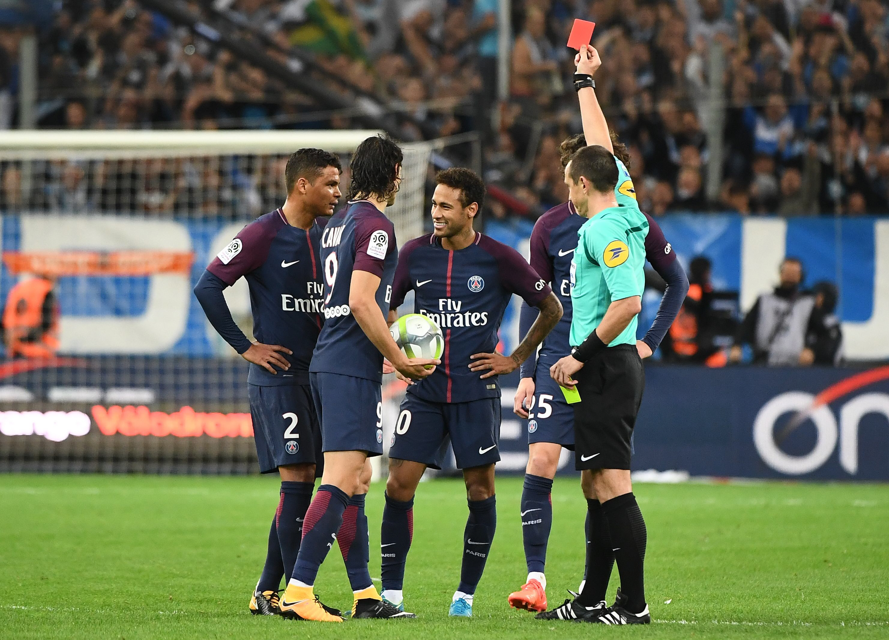 neymar had been excellent for psg scoring a cool headed equaliser and looking every inch a big game player until his red card with his side 2 1 down in the 88th minute photo afp