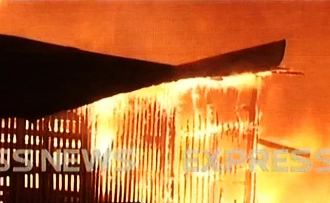 fire engulfs a wood warehouse in karachi photo express fire engulfs a wood warehouse in karachi photo express