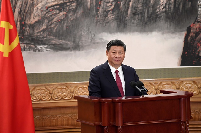 chinas president xi jinping delivers a speech as the head of seven member communist party of china 039 s new politburo standing committee the nation 039 s top decision making body at the great hall of the people in beijing on october 25 2017 president xi jinping was formally reappointed head of the communist party on october 25 commanding a new ruling council whose role will likely be eclipsed after he established himself as china 039 s most powerful leader in decades photo afp