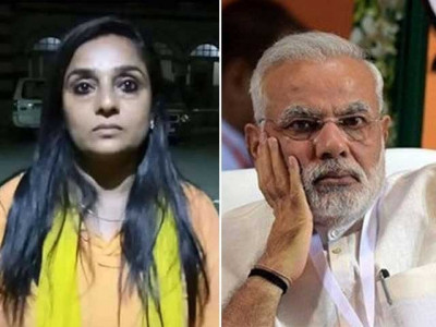 woman detained for throwing bangles at indian pm modi s face