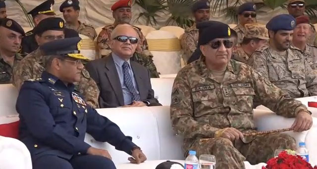 army chief general qamar javed bajwa witnesses the ongoing multinational exercise 039 aces meet 2017 039 at the air power centre of excellence ace on thursday photo ispr