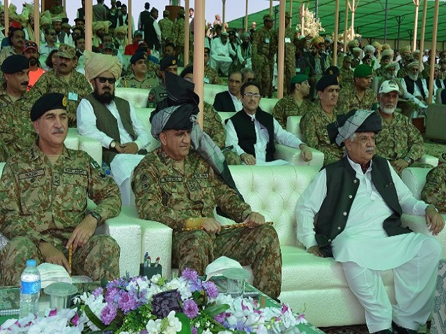 army chief gen qamar javed bajwa along with k p governor iqbal zafar jhagra watching pakistan motor rally 2017 in south waziristan on thursday photo ispr