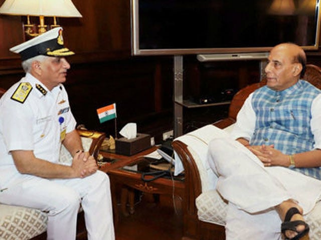 dg icg rajendra singh with indian union home minister rajnath singh in new delhi photo courtesy pti