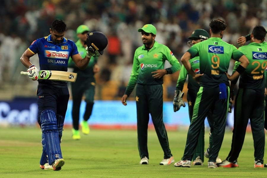 sri lanka 039 s danushka gunathilaka is dismissed during the second t20 cricket match between sri lanka and pakistan at the sheikh zayed stadium in abu dhabi on october 27 2017 photo afp