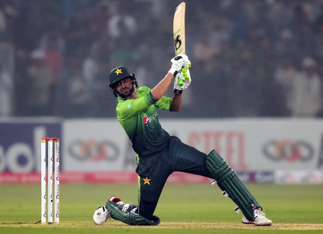 pakistani batsman shoaib malik hits a shot during the third and final t20 cricket match between pakistan and sri lanka at the gaddafi cricket stadium in lahore on october 29 2017 photo afp pakistani batsman shoaib malik hits a shot during the third and final t20 cricket match between pakistan and sri lanka at the gaddafi cricket stadium in lahore on october 29 2017 photo afp