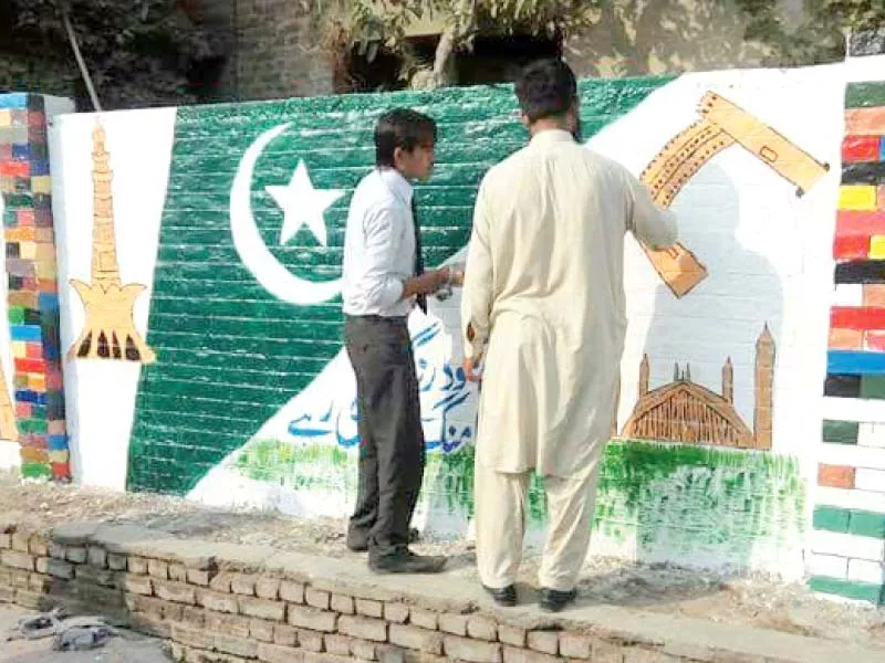 youth display graffiti skills during the rang de haripur initiative photo express youth display graffiti skills during the rang de haripur initiative photo express