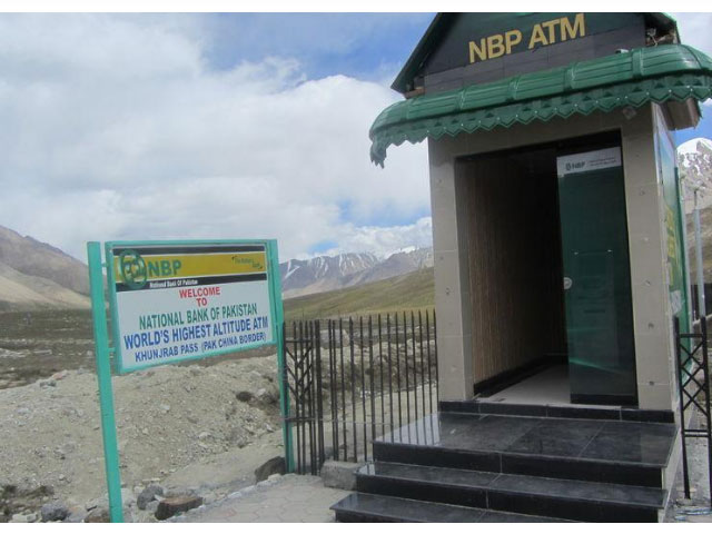 the world 039 s highest altitude atm machine sits at the glacier strewn khunjerab pass on the upgraded karakoram highway that links china and pakistan sept 1 2017 photo reuters