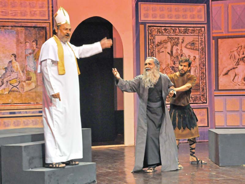 actors perform in different plays during the ongoing drama festival at pnca photo express