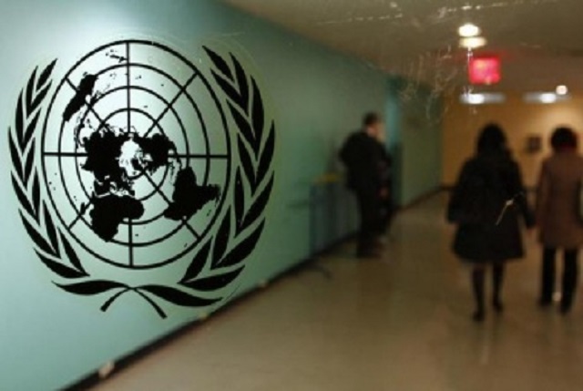 the united nations logo is displayed on a door at un headquarters in new york photo reuters