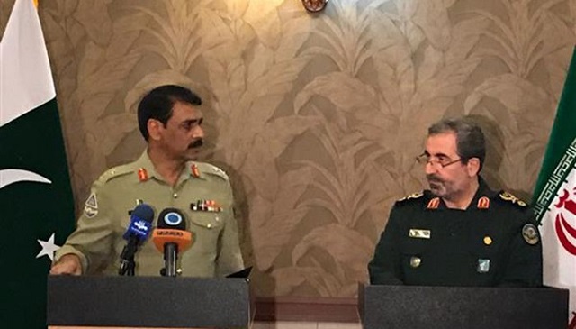 director general inter services public relations ispr major general asif ghafoor with his iranian counterpart photo ispr