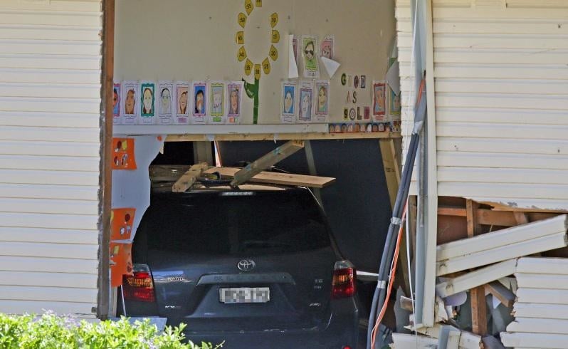 the car which crashed into a classroom in sydney photo afp