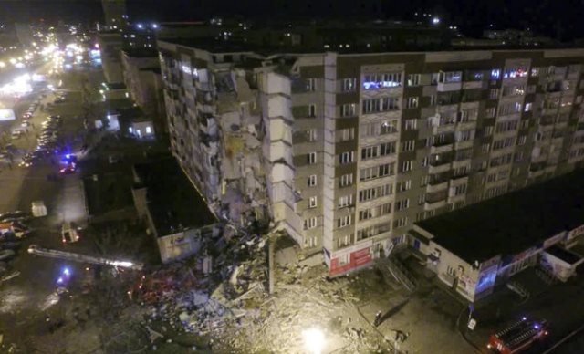 a handout frame grab taken from a video footage released on nov 9 2017 by the press service of the russian emergency situations ministry shows a collapsed section building photo russian military ap