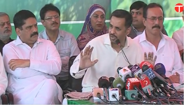 psp chief mustaka kamal addressing a press conference in karachi video screengrab