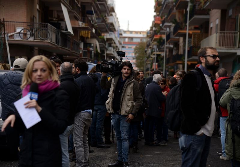 italian journalists demonstrate in ostia on friday to defend freedom of speech photo afp