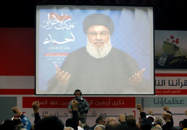 lebanon 039 s hezbollah leader sayyed hassan nasrallah is seen on a video screen as he addresses his supporters in beirut lebanon november 10 2017 photo reuters lebanon 039 s hezbollah leader sayyed hassan nasrallah is seen on a video screen as he addresses his supporters in beirut lebanon november 10 2017 photo reuters