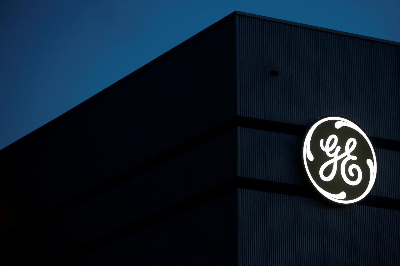 the general electric logo is pictured on the general electric offshore wind turbine plant in montoir de bretagne near saint nazaire western france photo reuters