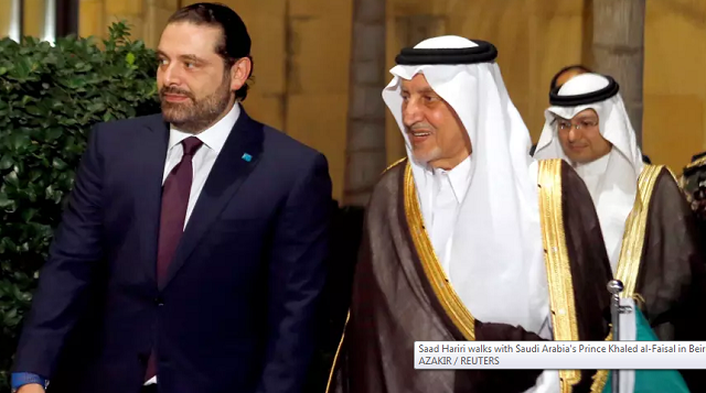 saad hariri walks with saudi arabia 039 s prince khaled al faisal in beirut photo reuters