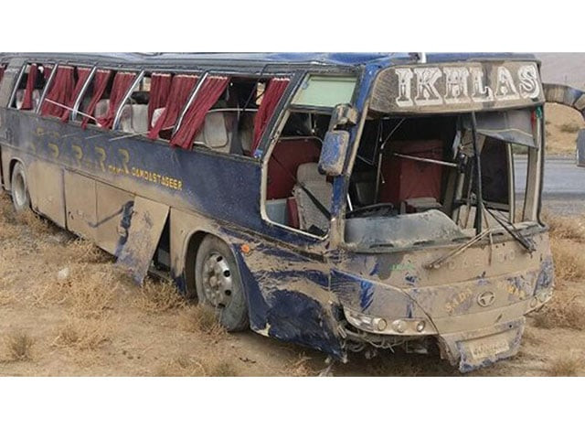 the passenger bus damaged in mastung accident on monday photo express the passenger bus damaged in mastung accident on monday photo express