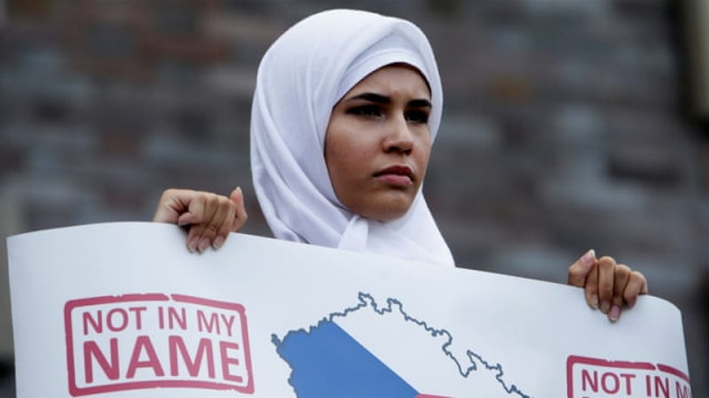 a czech muslim holds a banner during a protest rally against 039 terrorism 039 in prague on august 10 2016 photo reuters a czech muslim holds a banner during a protest rally against 039 terrorism 039 in prague on august 10 2016 photo reuters