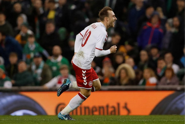 denmark 039 s christian eriksen celebrates scoring their second goal against ireland on november 14 2015 photo reuters denmark 039 s christian eriksen celebrates scoring their second goal against ireland on november 14 2015 photo reuters