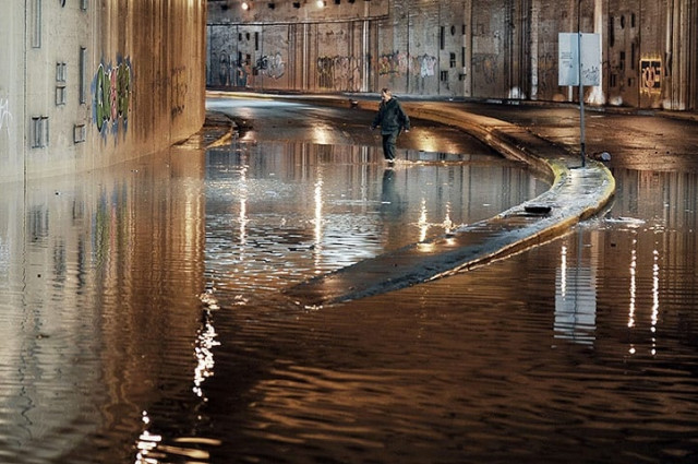 a flooded road in central athens photo afp