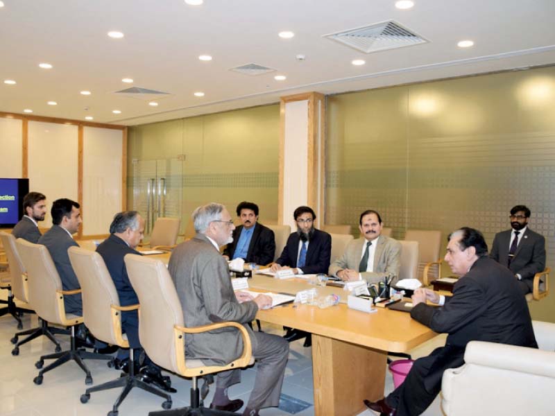 nab chairman justice retd javed iqbal chairs a meeting of the bureau photo express