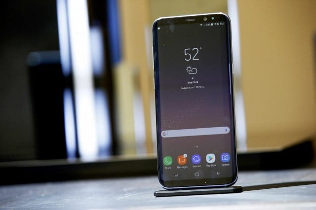 a samsung galaxy s8 smartphone is pictured at the introduction of the galaxy s8 and s8 smartphones during the samsung unpacked event in new york city united states march 29 2017 photo reuters a samsung galaxy s8 smartphone is pictured at the introduction of the galaxy s8 and s8 smartphones during the samsung unpacked event in new york city united states march 29 2017 photo reuters